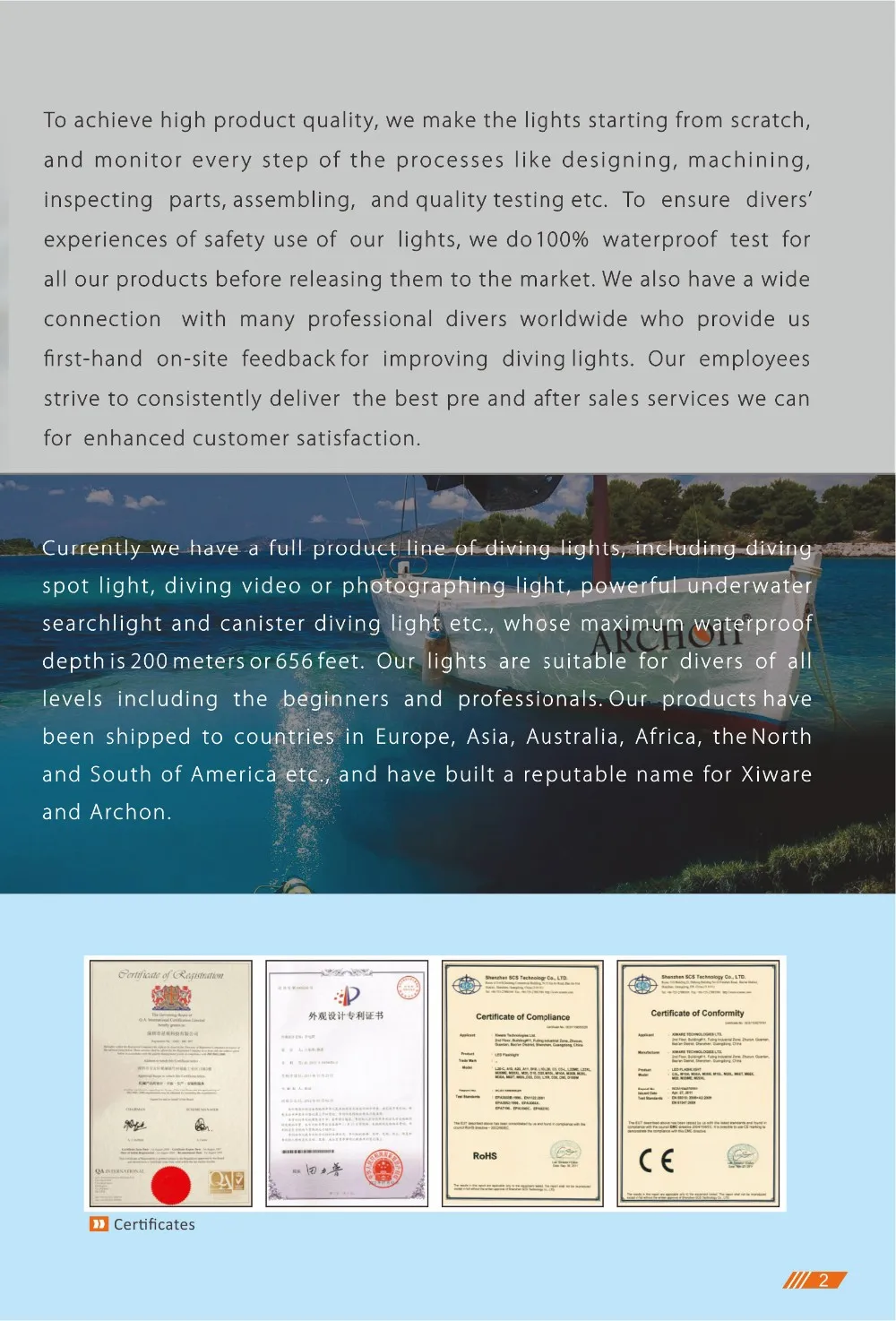 ARCHON GMINI3 Dry Battery Deep diving dive light torch