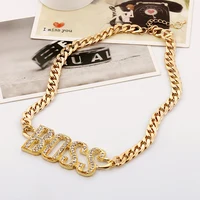 

Trendy High Grade New Design Men Women Crystal Gold Silver Necklace Boss Chain Gold Vintage Initial Necklace