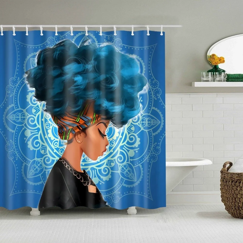 

Amazon Bestseller 2018 100% Polyester Novelty 3D Digital Printed African Theme Waterproof Bath Curtains for Bathroom Shower, African theme shower curtain