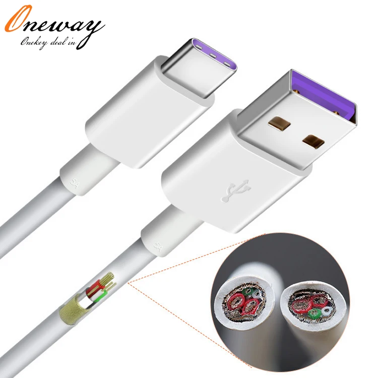 

UAB data cable for huawei USB type c 5A cable for mate 9 in fast charging type c cable, White and black