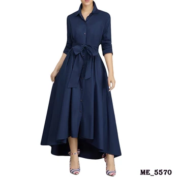 Plus Size Plain Color Dresses Ladies Long Maxi Blouse Dress Clothes In ...