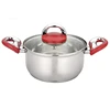 Quality Kitchenware Stainless Steel double handle Casserole frying pan with Cover Color box package