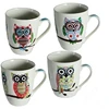 Coffee Tea Mugs Set 4 Cups Owl Design Kitchen Hot Drinks ceramic/Porcelain