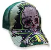 Bulzeye Skull And Cross Bones Vintage Trucker Hat ,promotional customized cotton and mesh trucker hat&cap with decorative logo