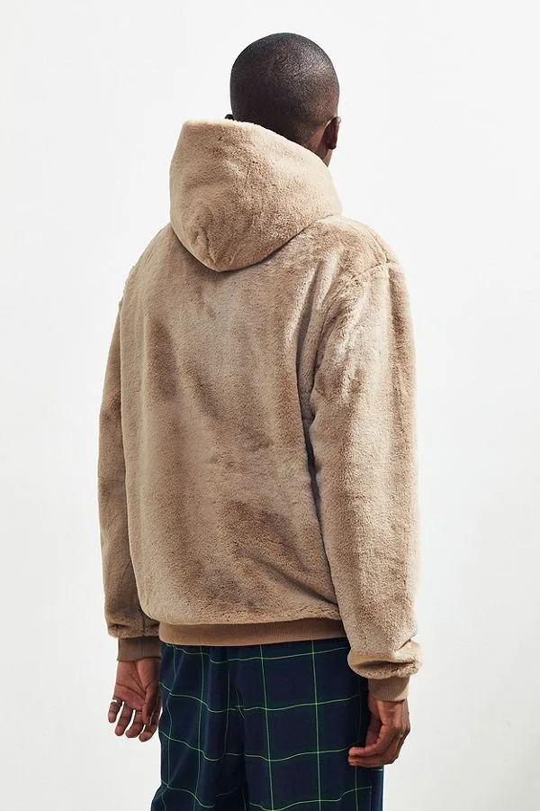 Comfortable Faux Fur Pullover Hoodie Men Blank Sherpa Fleece Streetwear ...
