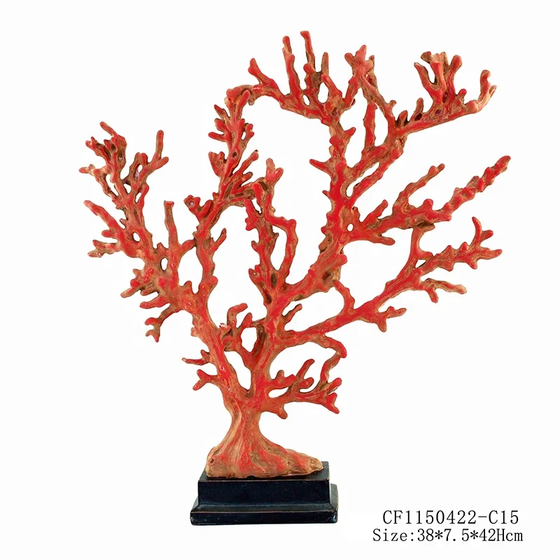 Artificial Resin Red Coral Decor Coral Black Base Home Decor factory