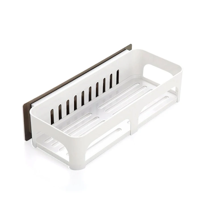 

Shower gel holder rectangle wall mounted plastic bathroom rack, White
