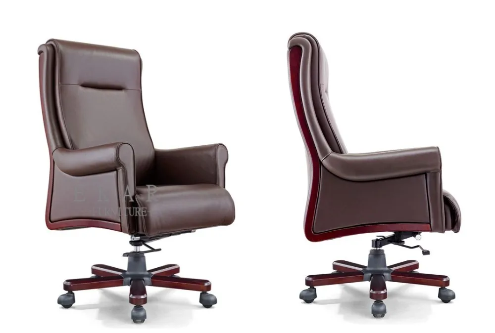 Luxury Leather High Back Office Chair Reddish Brown Executive Chair manufacture