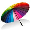 Rainbow Golf Umbrella 24 Ribs Straight Handle Sun Strong Rain Wind Resist KC2570