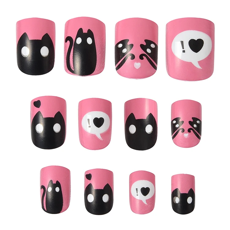 Wholesale Long Gel Press On Nails Art Full Cover Acrylic Kids Press On ...