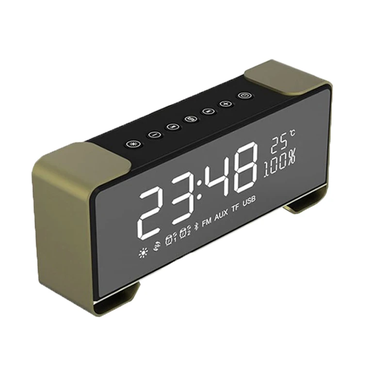 

2019 newest Portable bluetooth LED display alarm clock speaker with TF card, N/a