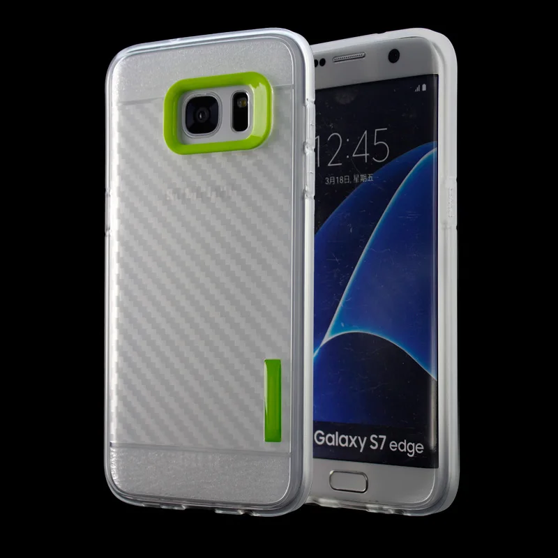 

Factory price wholesale transparent clear tpu pc hybrid carbon fiber phone case for samsung s7 edge cover