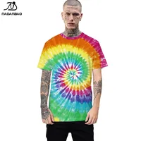 

NADANBAO brand 2019 hot sale wholesale fashion 3d color printed hip hop style design tie dyeing short sleeve couple t-shirt