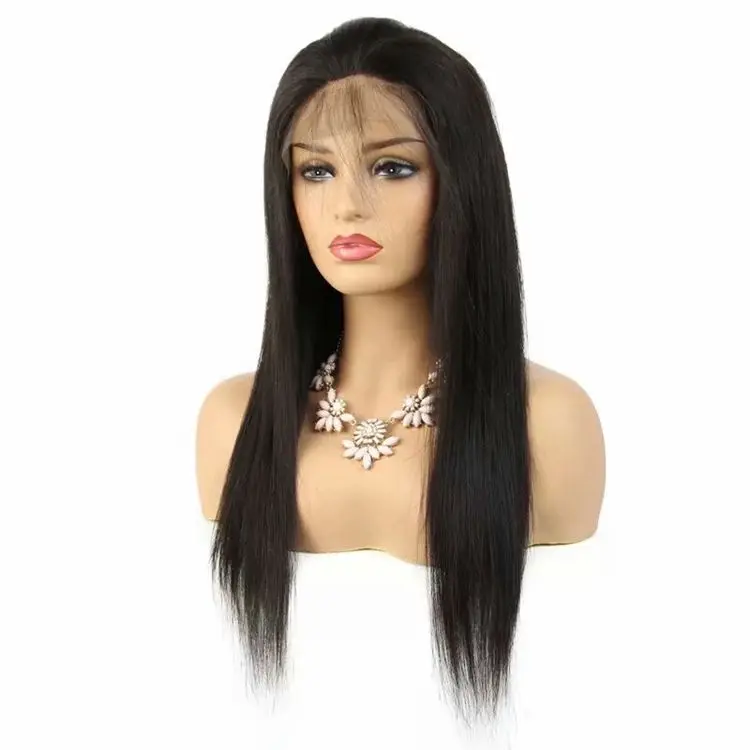 

Grade 9A cheap remy indian human hair silky straight 130% density lace front wig with baby hair