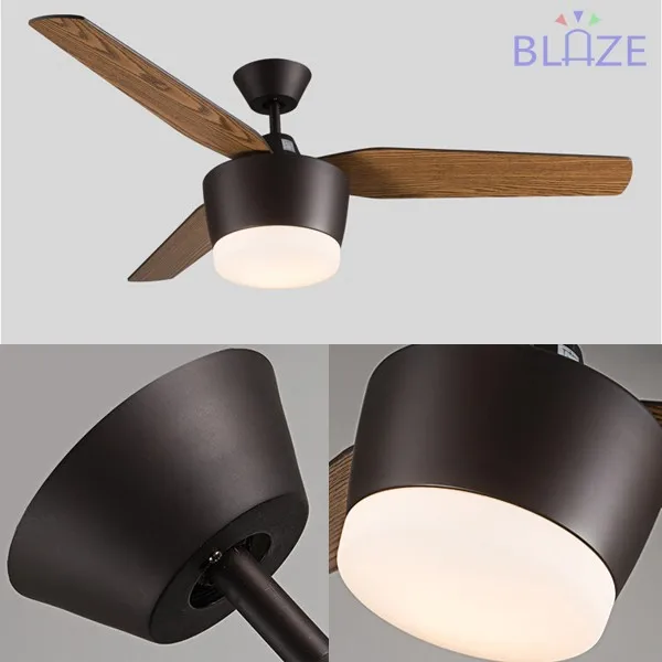 2017 High quality AC 110v/220v wooden blades ceiling fan with light