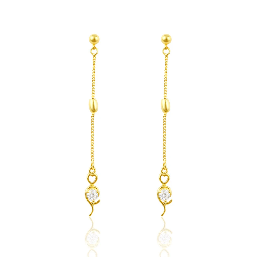 

xuping jewelry 24k gold 24 k gold fashion long zircon female ears hanging silk thread earings