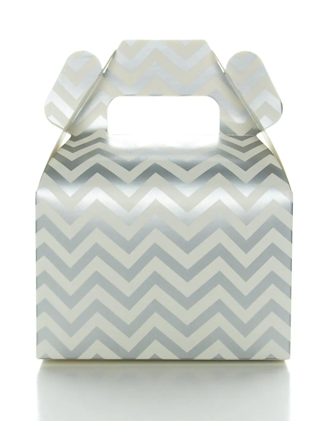 Silver Candy Boxes, Small Chevron Party Gift Box (12 Pack) - Gray Birthday Party Supplies, Silver Wedding Favor Treat Boxes
