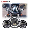 Angel Eye Motorcycle LED Headlight Set Round 7 Inch Plus 2X4.5" Fog lights for Harley Davidson