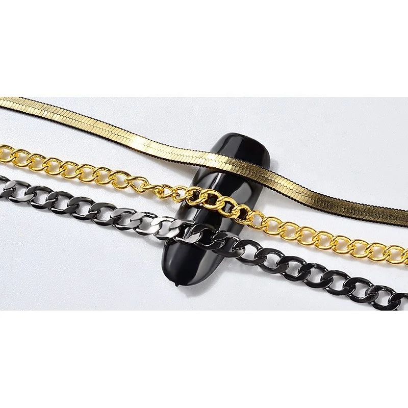 

Misscheering Gold Black Snake Bones Design Metal Nail Chain 3d Nail Art Accessories