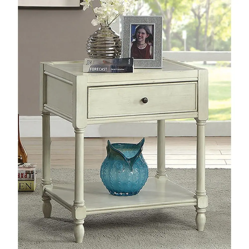 Buy 1perfectchoice Ciara Vintage Style Side End Snack Stand Table Drawer Shelf Turned Legs Antique Color Antique White In Cheap Price On Alibaba Com