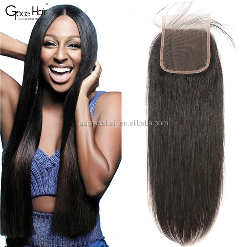 

Large stock lace closure cheap virgin human hair 4x4" closure