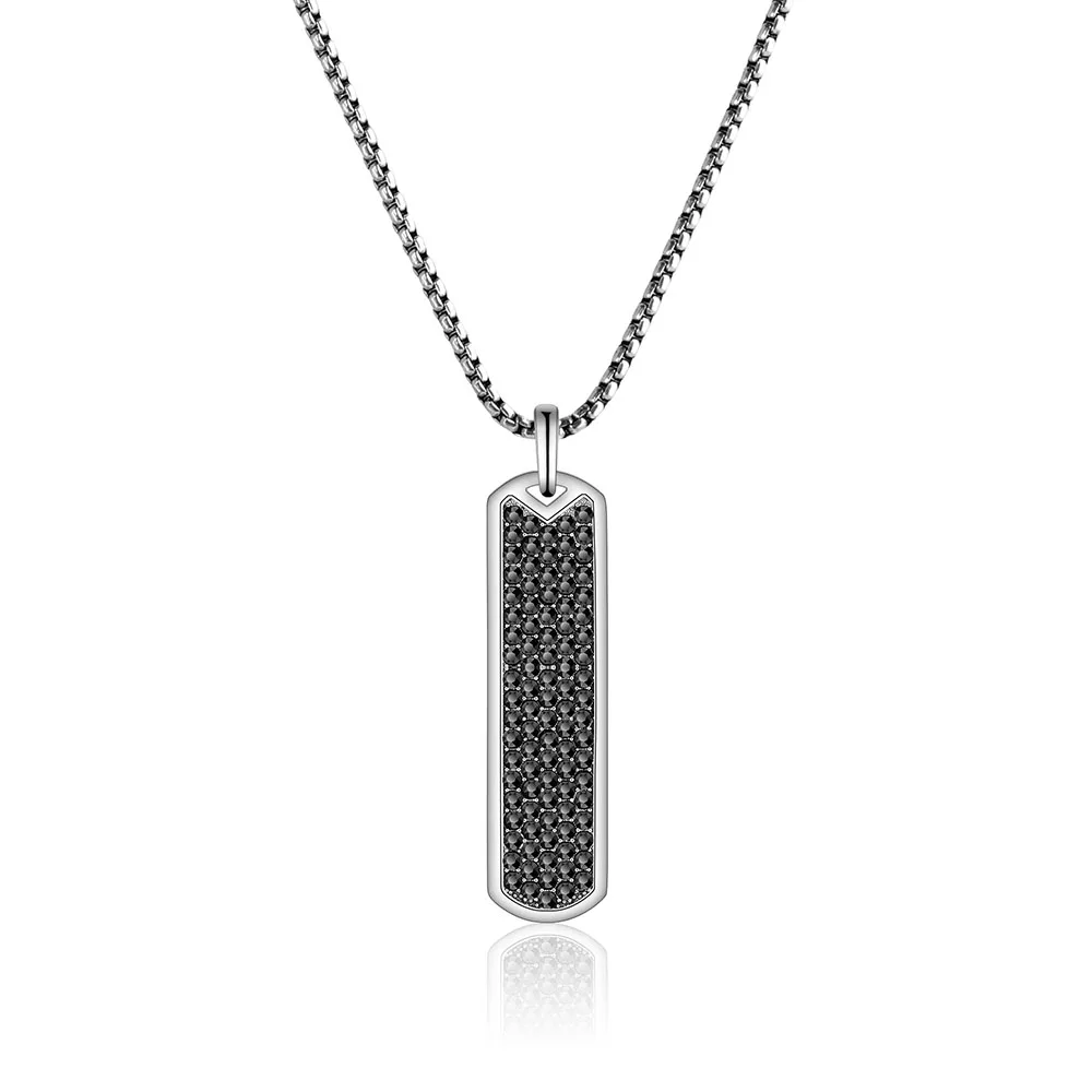 Mytys Men Hip-hop Rock Style Rhodium plated Color Black Crystal Jewelry Rectangle Pendant Necklace CN529
