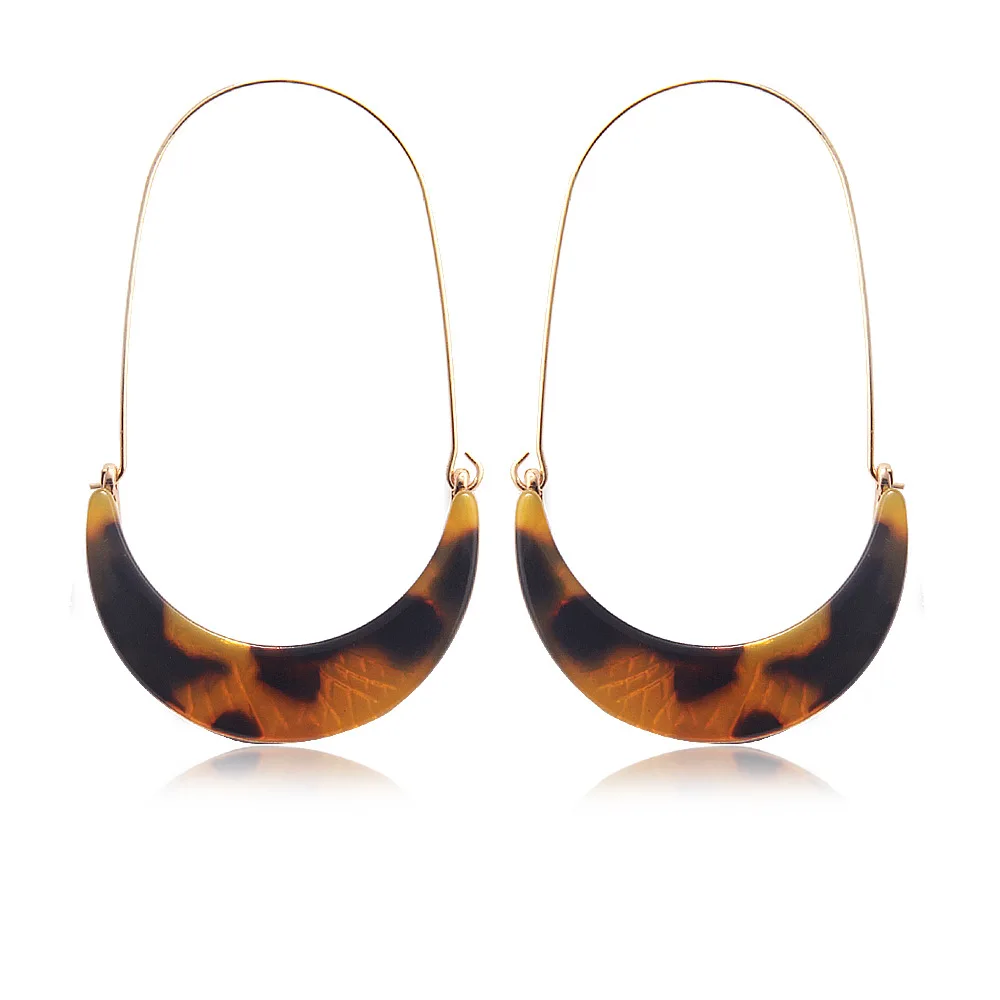 

NUORO Bohemia Resin Geometric Acrylic Hoop Earrings Female Dangle Cellulose Acetate Earrings, N/a