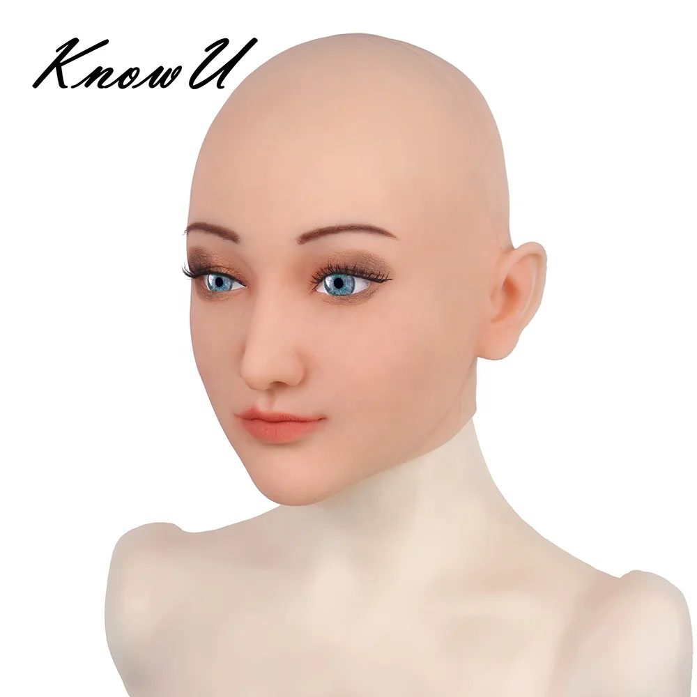 

Hot sale full head silicone female face mask for men crossdress
