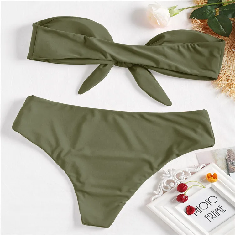 

Hot Sexy Black Font Knotted Out Sexy Bikini Swimsuit Women