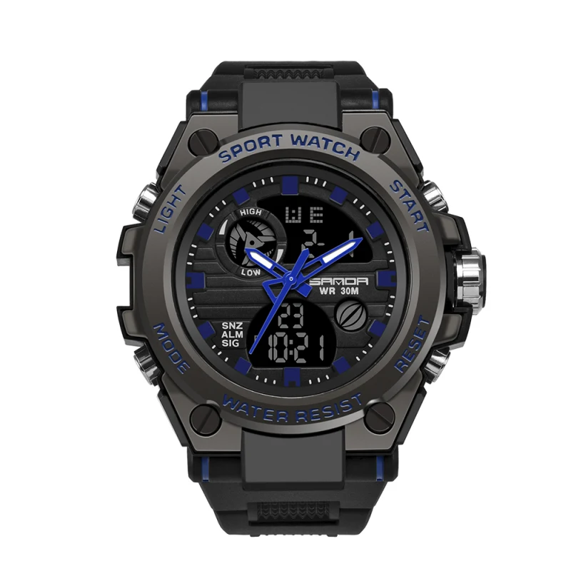 

Sanda Sports watch sanda 739 army watch men Dual Time Led Analog Waterproof Clock Quartz Digital Sports Watch relogio masculino