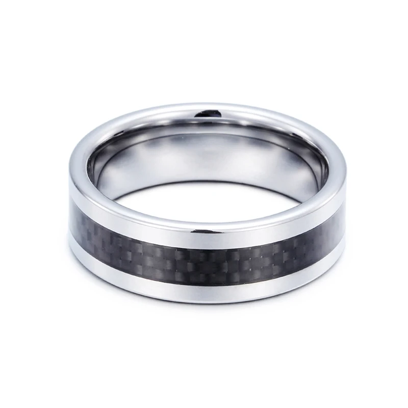 
Wedding Ring Carbon Fiber Inlay Comfort Fit Beveled Edge Tungsten Ring For Men 