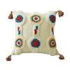 18 x 18 Inch Geometric Woven Cotton Tassel Throw Pillow Covers Boho Tufted Cushion Cover