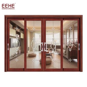 Standard Size Powder Coated Aluminum Frame Sliding Glass Door With