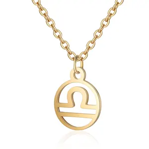 zodiac sign pendant necklace for women pendant necklace, stainless steel zodiac coin necklace fine women jewelry