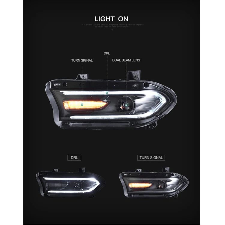 2019 New Dodge charger colorful Head Light for 2015 2016 2017 2018 2019 LED rgb Headlights with the LED Turn Signal