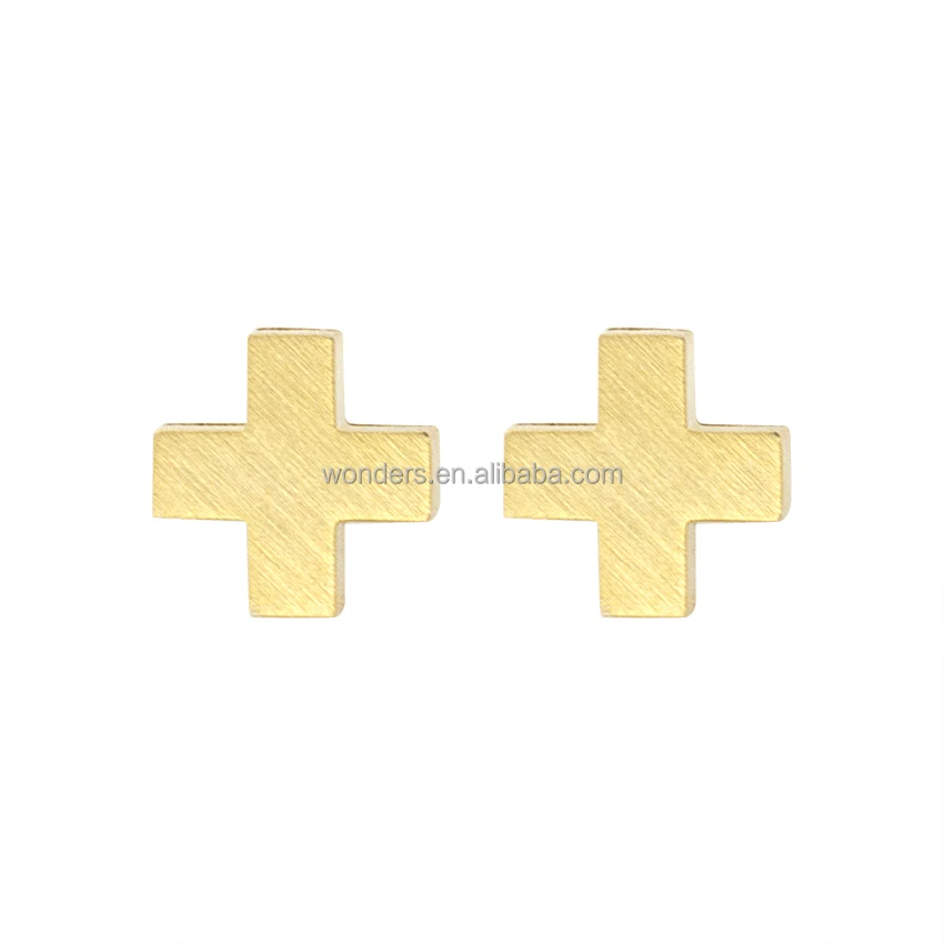 

Wholesale Cute Tiny Cross Stud Earrings Men Women Stainless Steel Jewelry PVD Gold Rose Gold Silver Color