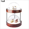 Guangzhou hadi buffet ware utensil catering commercial wood restaurant 2 tier bread basket with acrylic cover