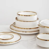 

2019 Diner Plate set gold, White Gold Rim Ceramic Plate, White Ceramic Plate