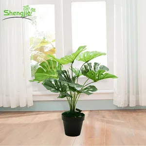 Image of Hot sale plastic artificial small tropical monstera leaves potted plant
