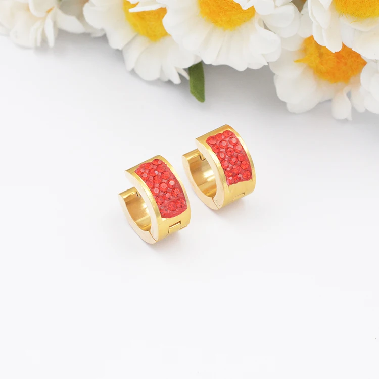

simple design boho gem stainless steel earrings, Gold