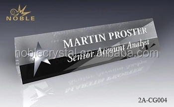 Custom Made Star Engraved Triangle Crystal Desk Nameplate For