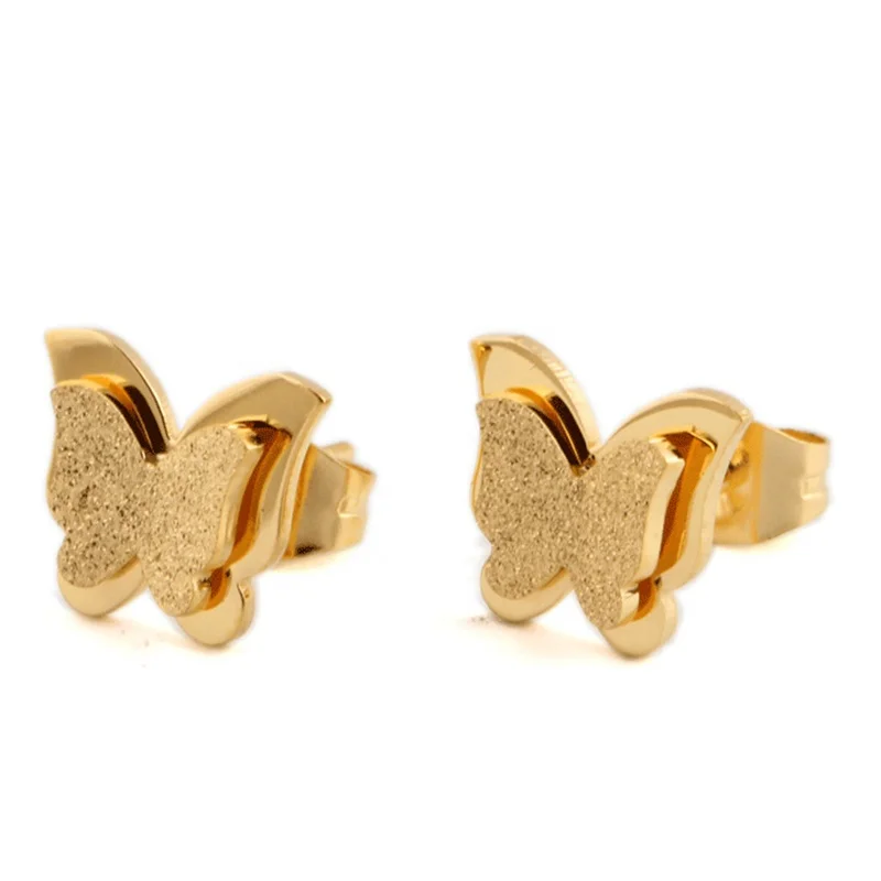 

Fashion New Women Solid Frosted Butterfly Earrings