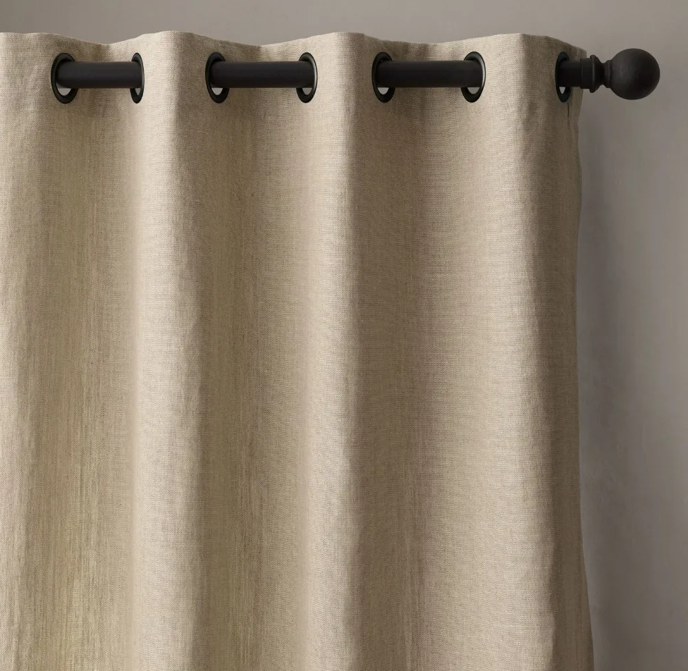 Open Weave Burlap Textured Belgian Linen Solid Curtain Fire-retardant ...