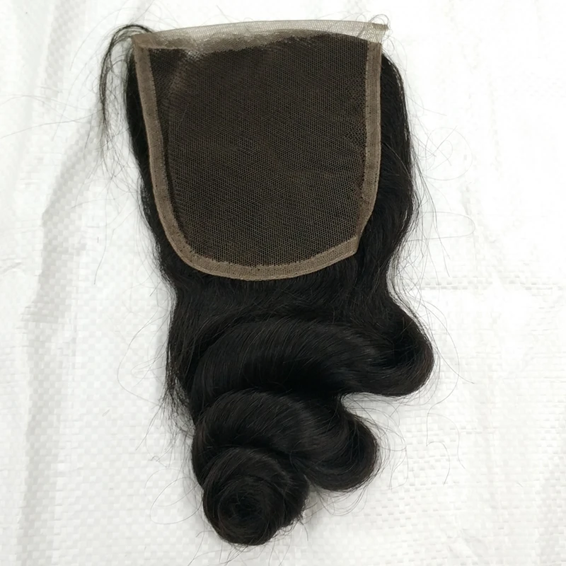 

Unprocessed 5pcs virgin hair wholesale brazilian loose wave free part human hair 4X4 top lace closures closures free shipping
