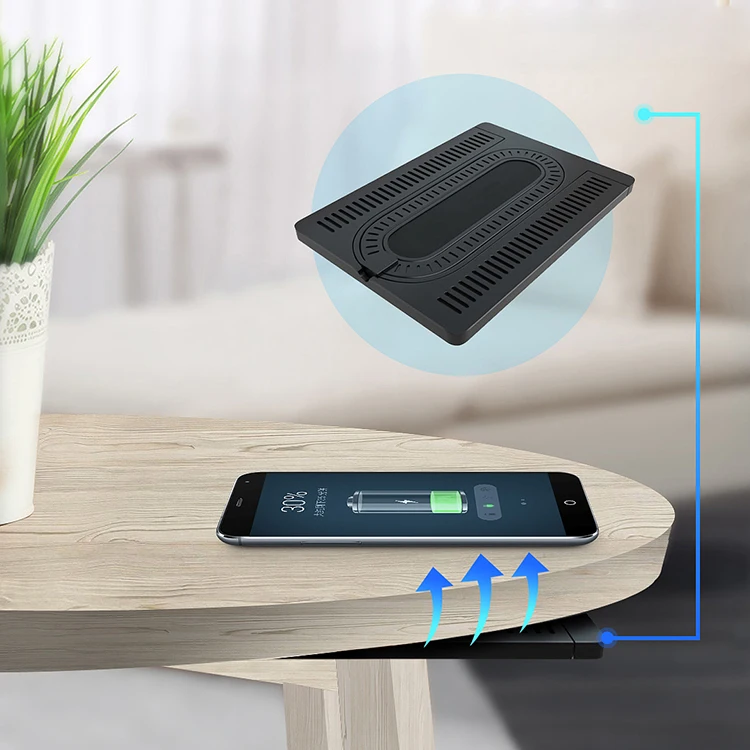 

New launched desktop anti-theft space wireless charger for Coffee shop Restaurant bar, Black or customized