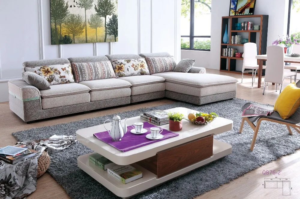 Lizz Grey Corner | L Shaped Sofa and Couch Fabric Chaise