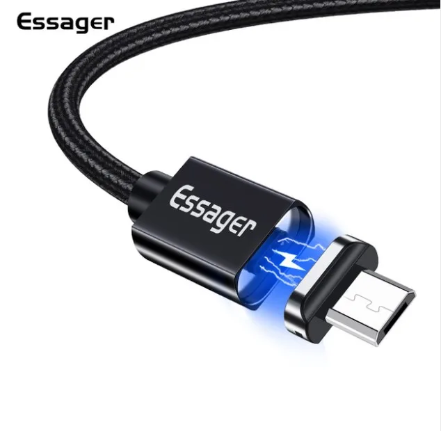 

2019 amazon best seller Essager innovative design magnetic fast charger cable for phone,Fast Charging Nylon Braided Data Cable, Black;red;silver or oem color