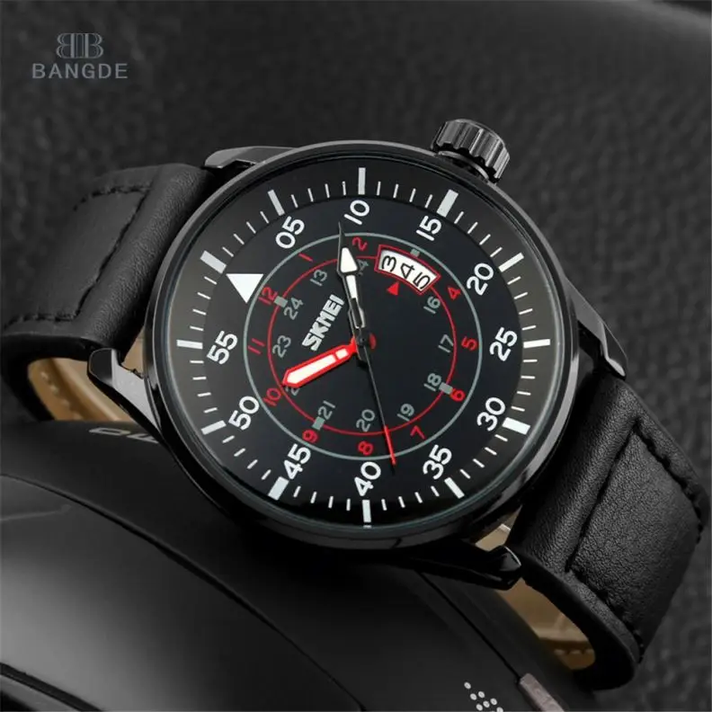 

Men Watch Skmei 3 atm Water Resistant Watch Leather Quartz Manufacturer Watches