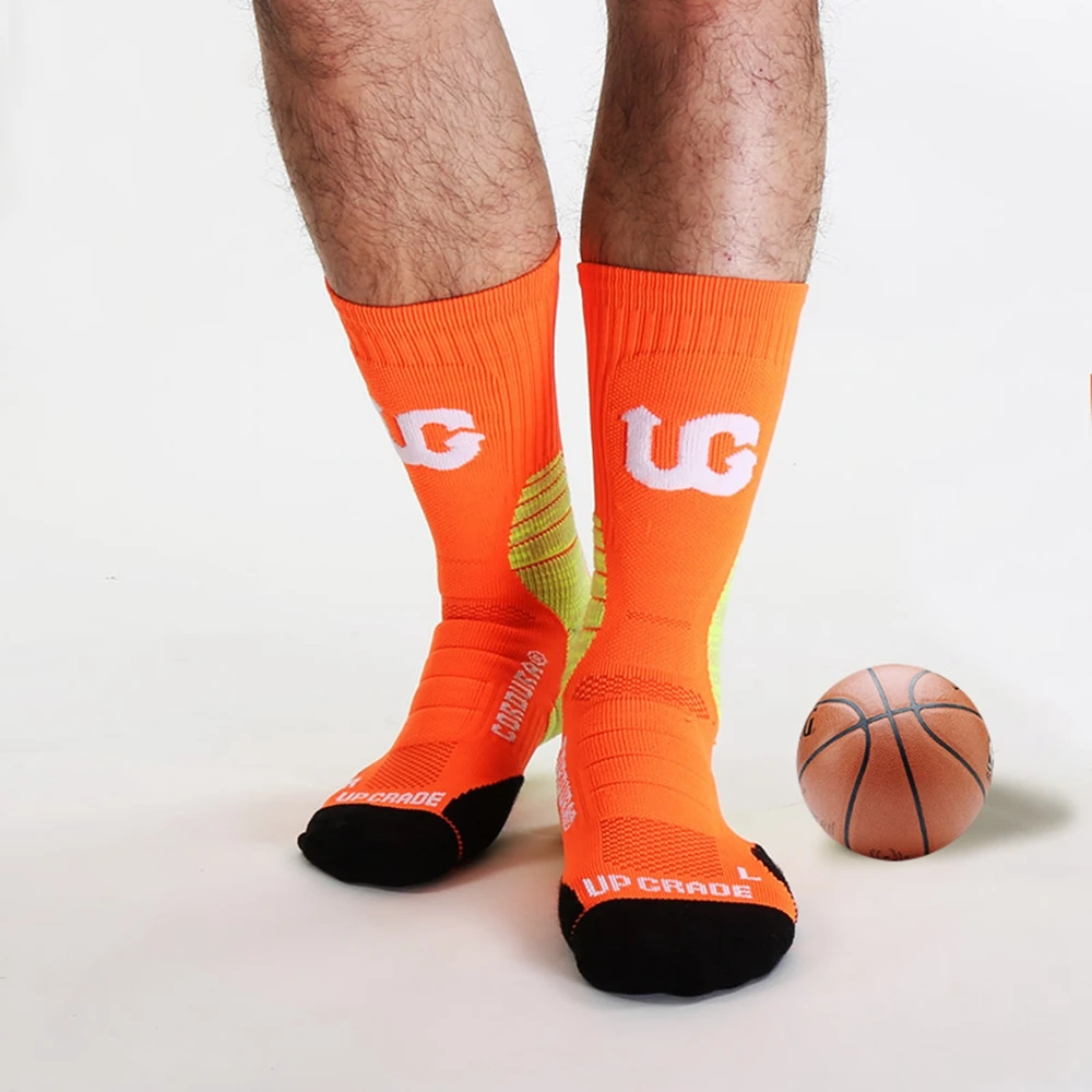 

Wholesale custom fashion sports man basketball sock with logo, Orange;dark grey;green;white;black;rose red;blue