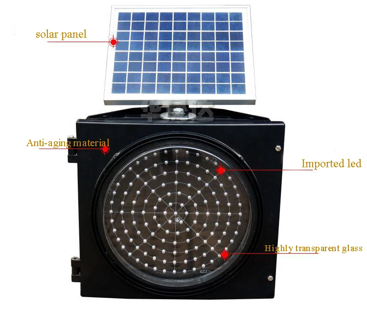 traffic signal head mark warning flare solar powered amber flashing lights